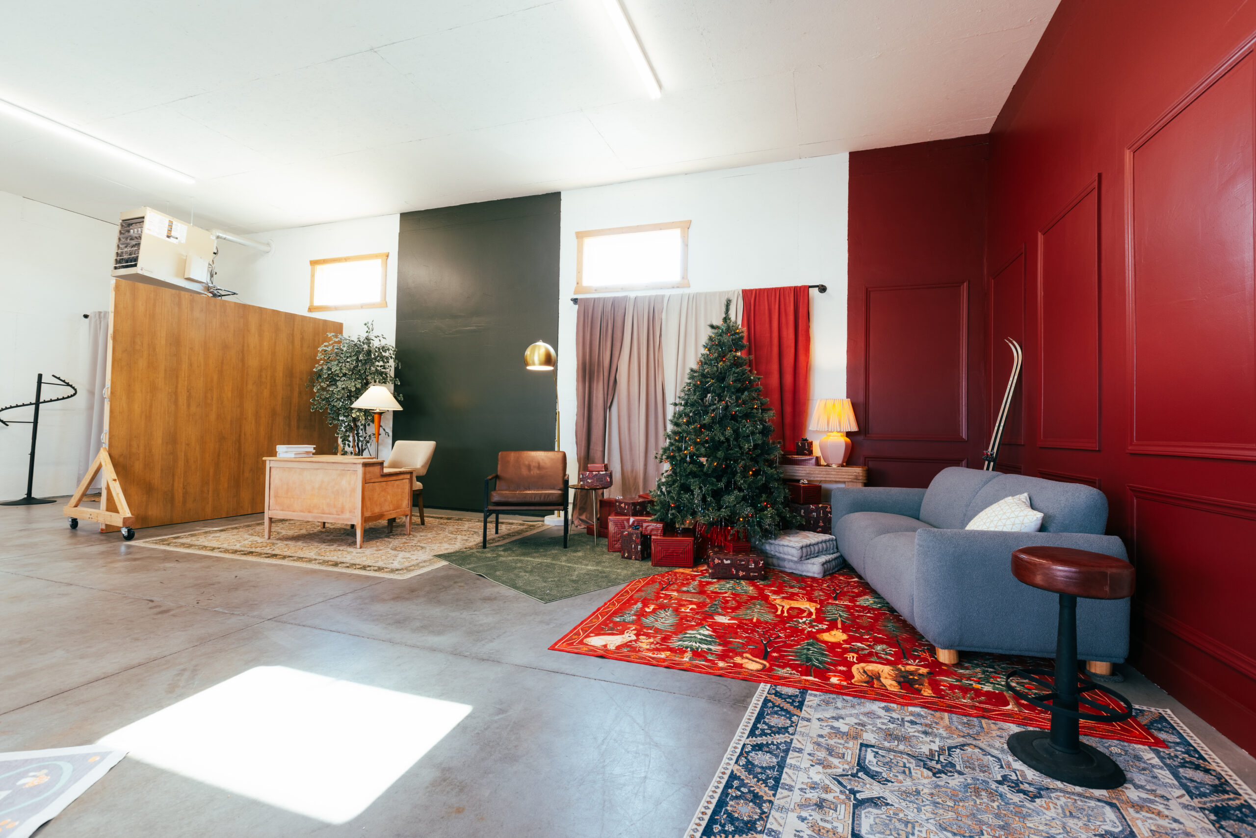 The Muse creative photography and video studio at Film Garage 208 in Idaho Falls, Idaho, featuring modern studio backdrops and versatile spaces for professional photoshoots, content creation, and video production.